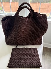Naghedi Chocolate Brown Large Weave Tote Handbag