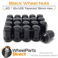 Wheel Nuts (20) Black for Subaru Impreza STi (HawkEye) 06-08 on Original Wheels