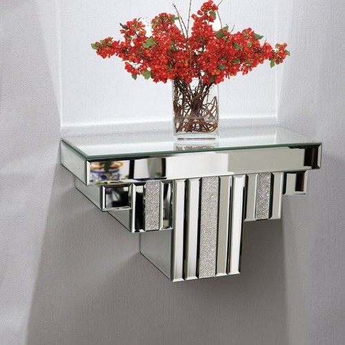 Silver mirrored jewelled wall - silver,