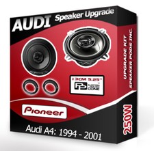 Audi A4 Front Door Speaker Pioneer car speakers + adapter rings 250W