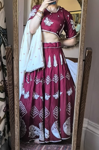 Red embroidered cotton blend - embroidered,