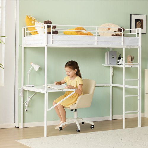 Single solid metal loft bed - solid,
