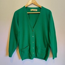 Harrods Braemar Emerald Green Vintage 100% Lambswool Cardigan Size 8 / 10