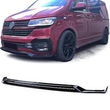 Front Spoiler Lip with Splitter and Grille Gloss Black for VW Bus T6.1 from 19