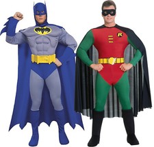 Mens Deluxe Batman Robin Superhero Stag Fancy Dress Costume Muscle Chest Outfit