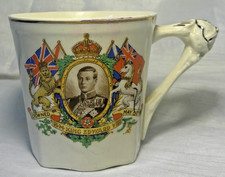 Fancy Edward VIII Coronation Mug King that Abdicated Crown on Handle 1937 1938