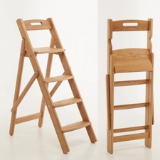 A wooden folding ladder made of oak for home, kitchen,library,flower stand.