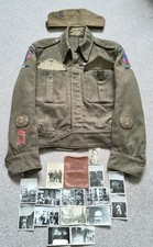 ORIGINAL WW2 ROYAL SIGNALS BATTLEDRESS CANADIAN MADE +   SIDECAP + VE DAY PHOTOS