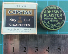 Vintage Miniature Capstan Cigarette Packet & Rubber Adhesive Plaister Tin 