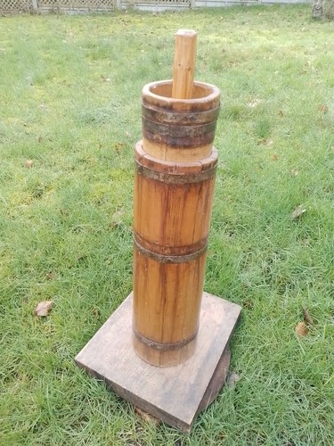 Antique tall wooden butter - tall,