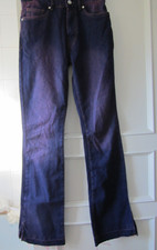 Boohoo Man Slim Rigid Flare Bell Bottom Jeans In Dark Pink Tinted Size 30R