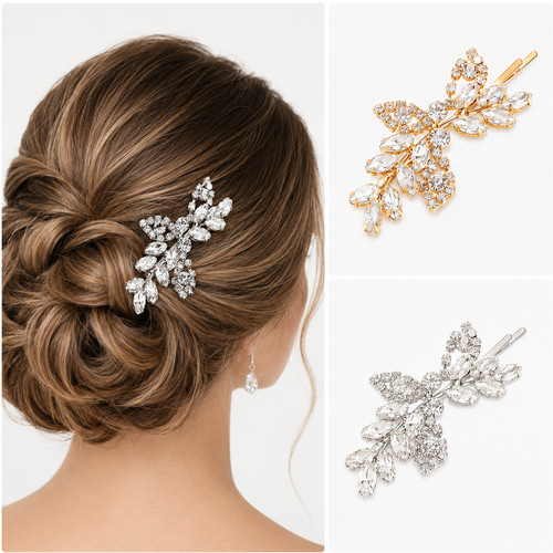 Crystal hair clips silver gold - hair,