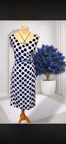 Alexon white navy spot polka - navy,