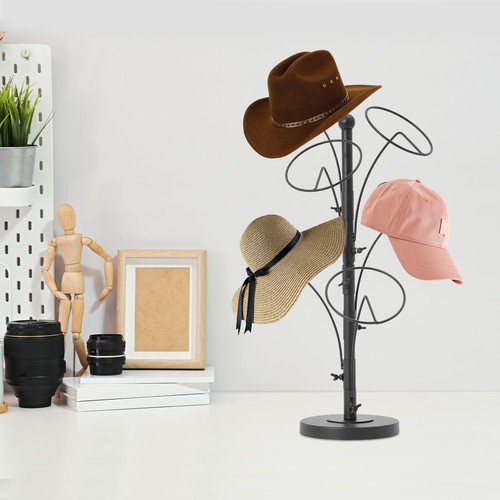 Modern black iron hat stand - black,