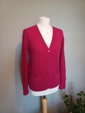 100% Cashmere Cardigan By Isle Size M Magenta Winter Essentials