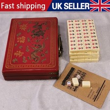 Mahjong Set Chinese Numbered Large Acrylic Tiles Portable Carving Travel Premium
