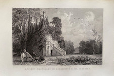 1837 Antique Print; Delves Hall / Doddington Castle, Cheshire after Thomas Allom