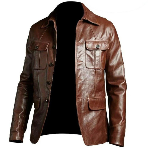 Mens real leather blazer brown - mens,