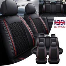 For VW Golf Tiguan T-roc Polo Black Red PU Leather Full Set Seat Covers Padded #