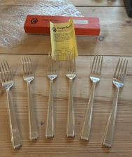 Silver Dessert Forks, Deco Style, Set Of 6