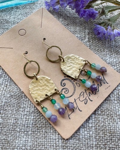 Golden brass long - , dangle
