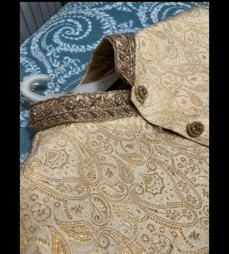 Men cream gold brocade - &,