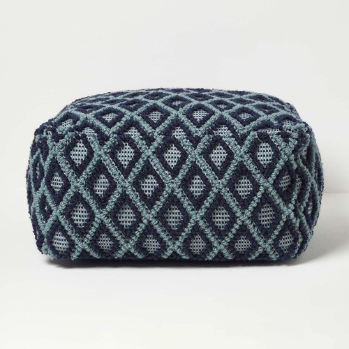 Handwoven textured pouffe - handwoven,