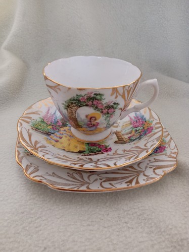 Vintage crinoline lady teacup - crinoline,