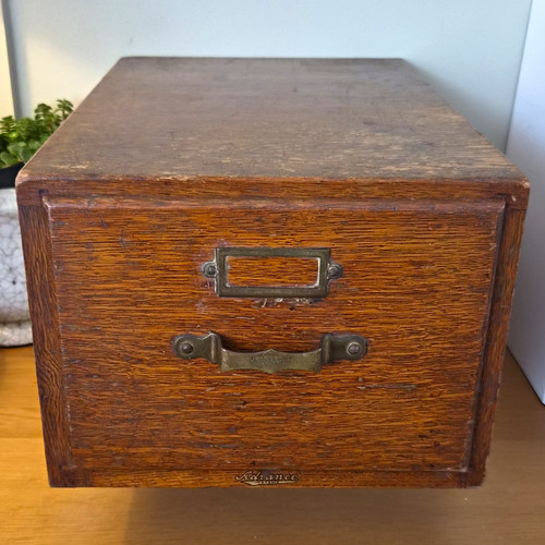 Antique oak filing drawer - antique,