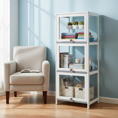 Tier bamboo display case - bamboo,