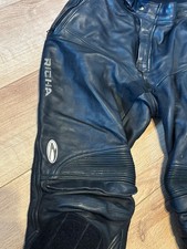 Mens Richa Leather motorbike protective trousers 36 waist leg zips & Hi viz
