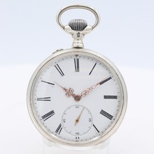 Antique Lange & Sohne Private Label Mechanical Pocket Watch Gold Hands Silver