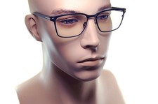 TOM FORD Blue Block Men Eyeglasses FT5733 001 55mm Square Metal MATTE BLACK GOLD