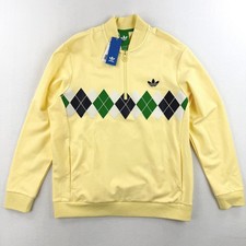 Adidas Originals Mens Argyle Golf 1/4 Zip Pullover Size M Yellow JE8273 NWT