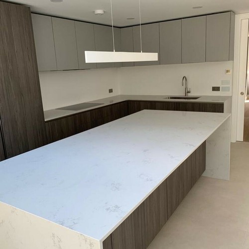 White carrara quartz - quartz, kitchen