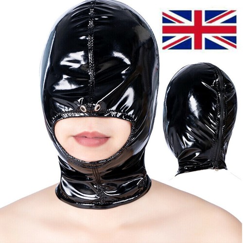 Wet look bondage hood head - wet,