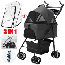Pet Stroller Dog Foldable Travel Carriage with 4 Wheel for Small/Medium Dogs Cat
