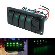 4 Gang Green LED Switch