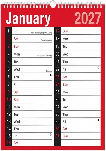 Large print calendar 2027 - a4,