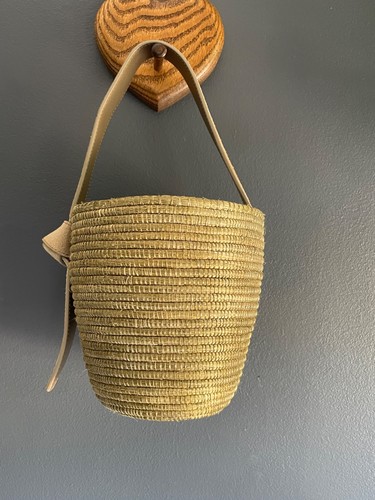Woven straw bucket - woven, bag