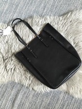 Zara Black Leather Rectangular Tote Shopper Handbag H37