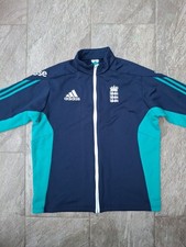 England Cricket Jacket Adidas Full Zip Blue Training Fleece Lined Mens Large L