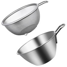  1 Set Colander with Bowl Fine Mesh Strainer Stainless Steel Strainer Kitchen