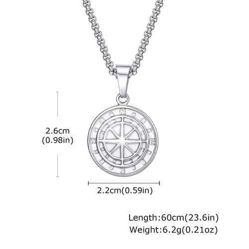 Men stainless steel compass - stainless,