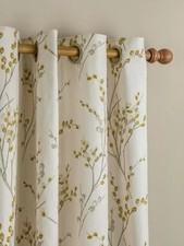 Laura Ashley Pussy Willow Lined EYELETS PAIR OF CURTAINS W167 DROP182cm OCHRE