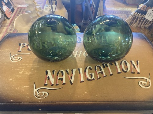 Pair green glass - of,