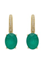 Alexandra Oval Drop Earrings Gold Colombian Emerald