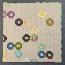 Patchwork Quilt Handmade 7x7ft Large King Grey Modern Hearts - RSPCA NW London