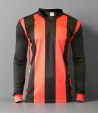 Football Team kit long sleeves shirt red black stripes custom print available