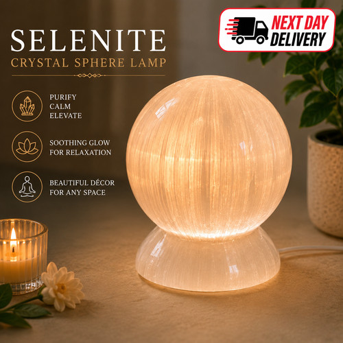 14cm selenite sphere lamp - 14cm,